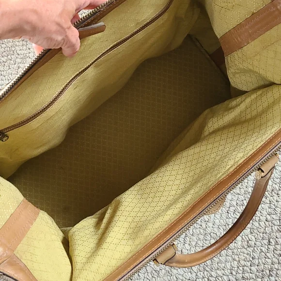 GUCCI suede travel bag, vintage, large rectangular satchel,  rare - Picture 15 of 16